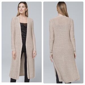 WHBM beige sequin details open knit duster C.C13